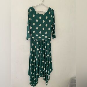 Boden Green Long Sleeve DressWhite Dots  Maisie Jersey midi forest carnation bud